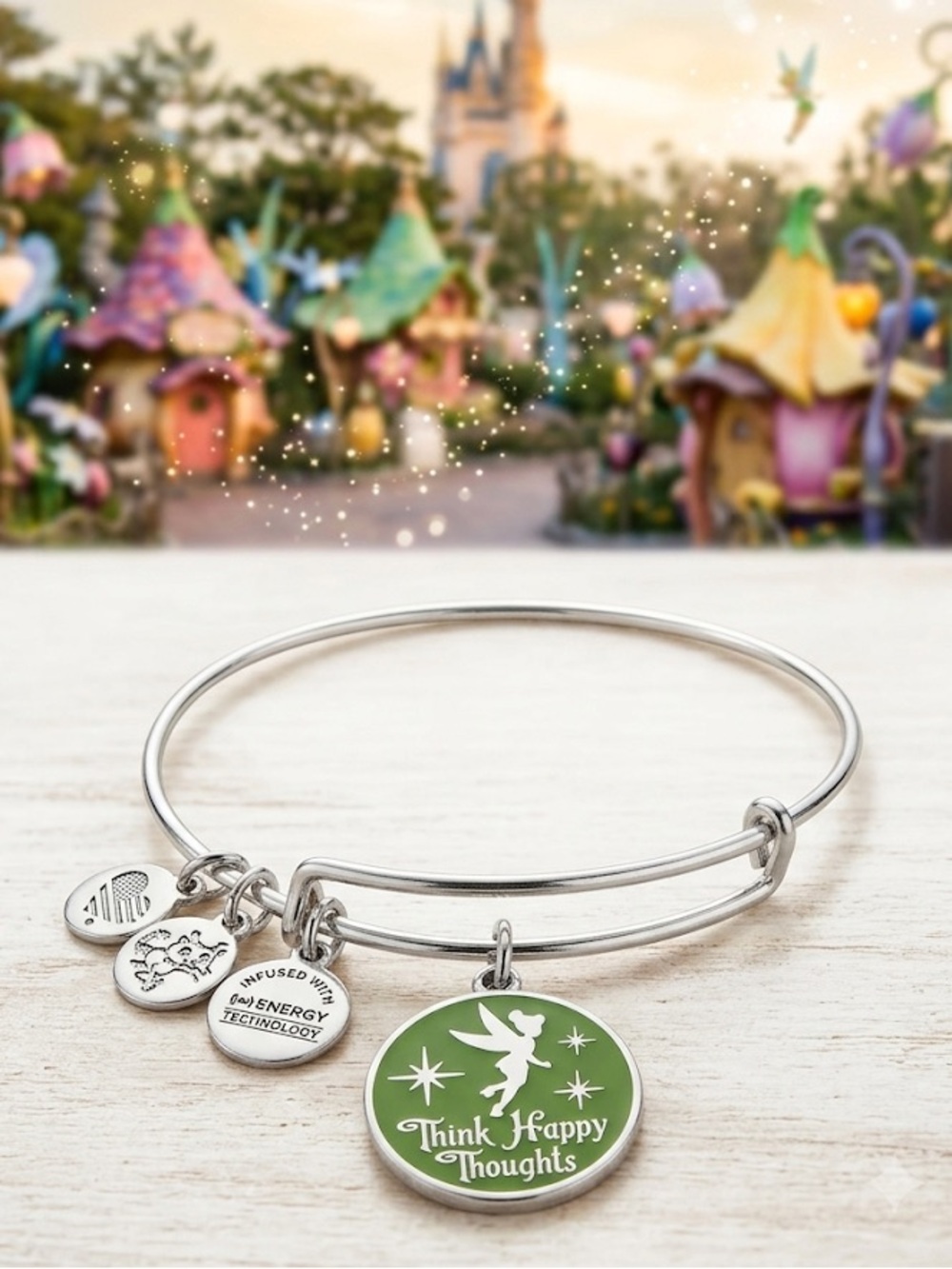 Disney x ALEX AND ANI - Tinker Bell "Think Happy Thoughts" Silver Charm Bangle